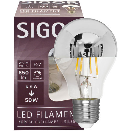LED-Lampe Spiegelkopf silber, E27/7W (75W), 720 lm, 2700K