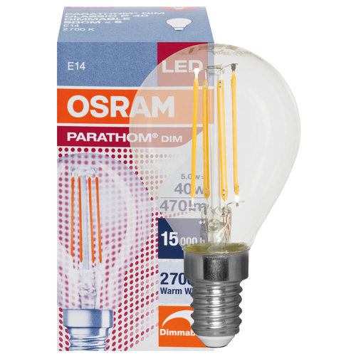 LED-Filament-Lampe, Tropfen-Form, klar, E14/4,5W(40W)