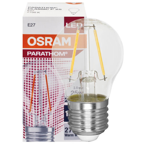 LED-Filament-Lampe, Tropfen-Form, klar, E27/2,5W(25W)