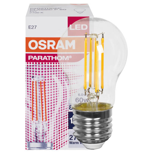 LED-Filament-Lampe, Tropfen-Form, klar, E27/7W(60W)