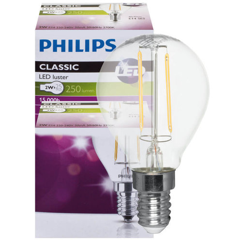 LED-Filament-Lampe, Tropfen-Form, klar, E14/2W(25W)