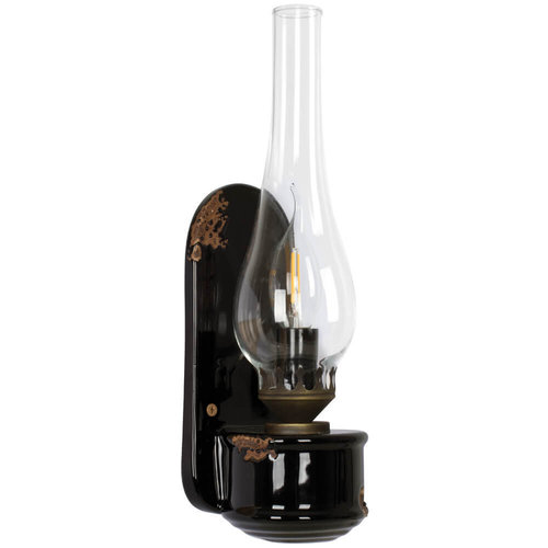 Ferroluce Wandleuchte, 1 x E14/60W Öllampen-Design schwarz