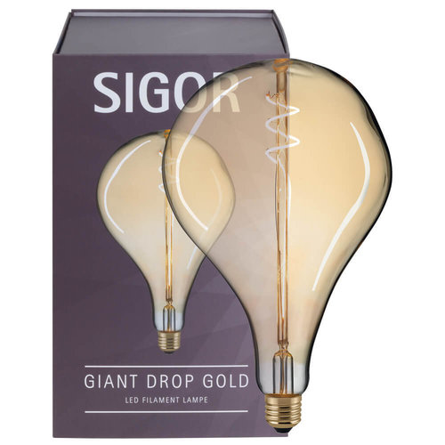 LED-Filament-Lampe, GIANT DROP, E27/5W, L 265, Ø 165 braun 2000K