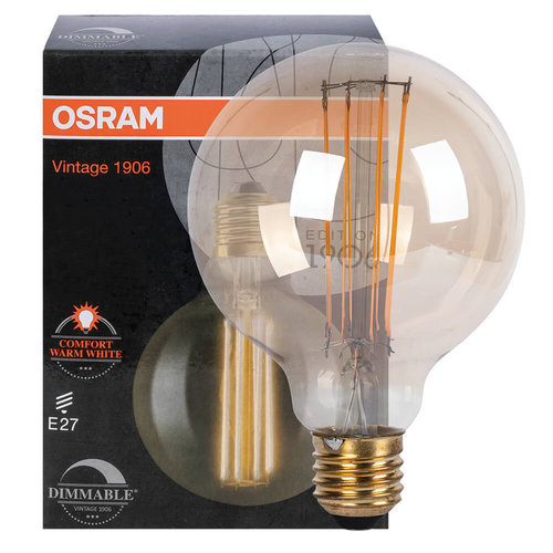 LED-Filament-Lampe, VINTAGE Globe-Form, gold, E27/5,8W (40W), 470 lm 2200K Ø 95 mm