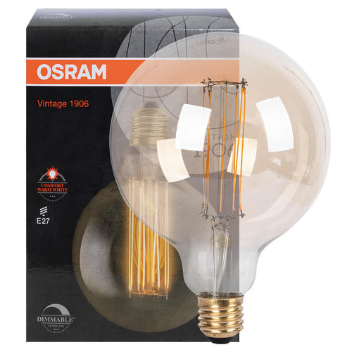 LED-Filament-Lampe, VINTAGE Globe-Form, gold, E278,8W(60W), 806 lm 2200K Ø 124 mm