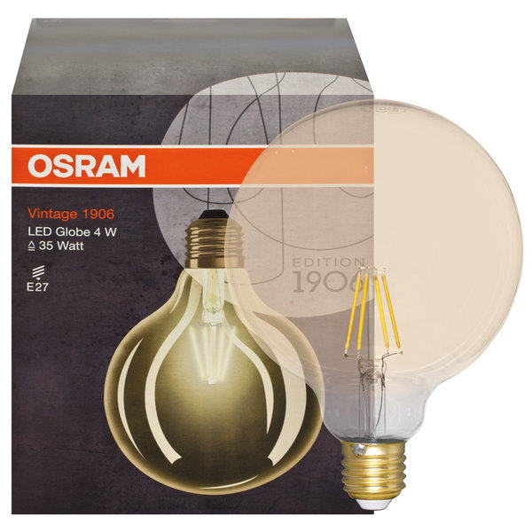 LED-Lampe Globe, gold, E27/4W(35W) L 168, Ø 124 mm