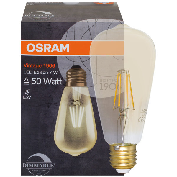 LED-Lampe Edison-Form, gold, E27/6,5W(51W) dimmbar