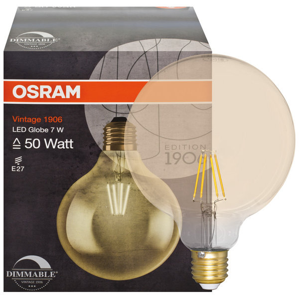 LED-Lampe Globe, gold, E27/6,5W(51W) L 178, Ø 124 mm dimmbar