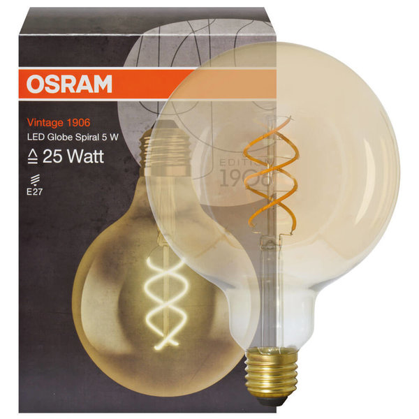 LED-Lampe Globe, gold, E27/5W(25W) L178, Ø 125 mm