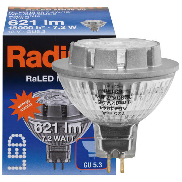 LED-Reflektorlampe, MR16, GU5,3/12V/7,2W(50W) 2700K