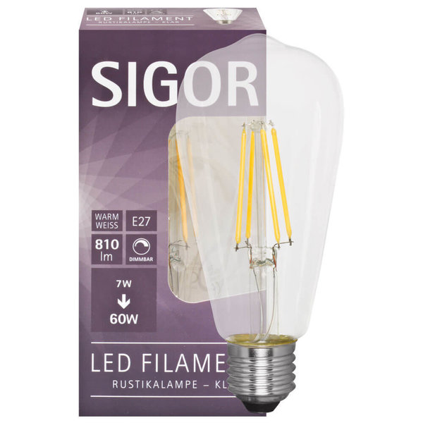 LED-Lampe Edison-Form, klar, E27/7W(60W) dimmbar