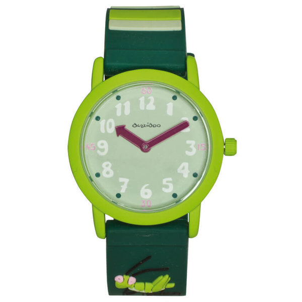 Kinder-Armbanduhr mit Quarzuhrwerk, DUZZIDOO grün Grashüpfer