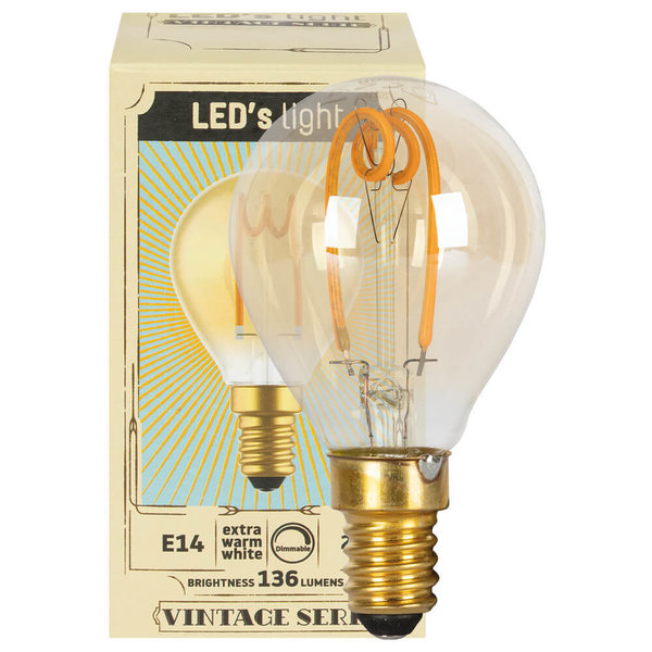 LED-Filament-Lampe, Tropfen-Form E14/2,5W (13W) 136 lm gold 1800K dimmbar