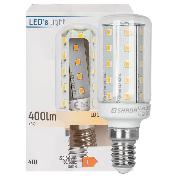 LED-Lampe, Röhren-Form, klar, E14/4W (35W), 400 lm, 2700K