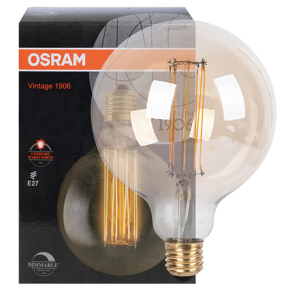 LED-Lampe Globe, gold, E27/5,8W(40W) L 173, Ø 124 mm dimmbar