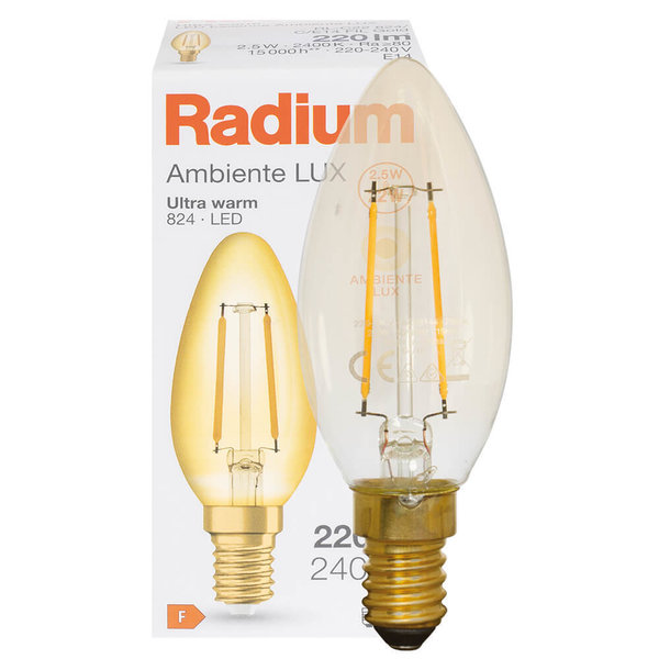 LED-Filament-Lampe Kerzen-Form, gold, E14/2,5W (22W), 220 lm 2400K