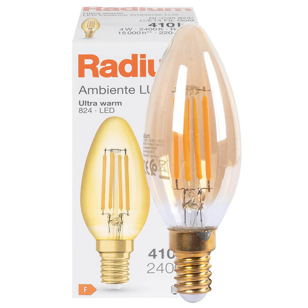 LED-Filament-Lampe Kerzen-Form, gold, E14/4W (35W), 410 lm 2400K