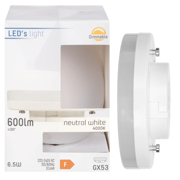 LED-Reflektorlampe, GX53/6,5W (48W), 600 lm 4000K dimmbar